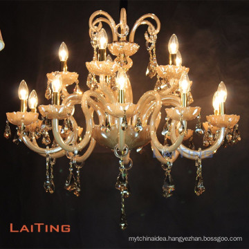 Unique design crystal drop lighting ceramic candle chandelier